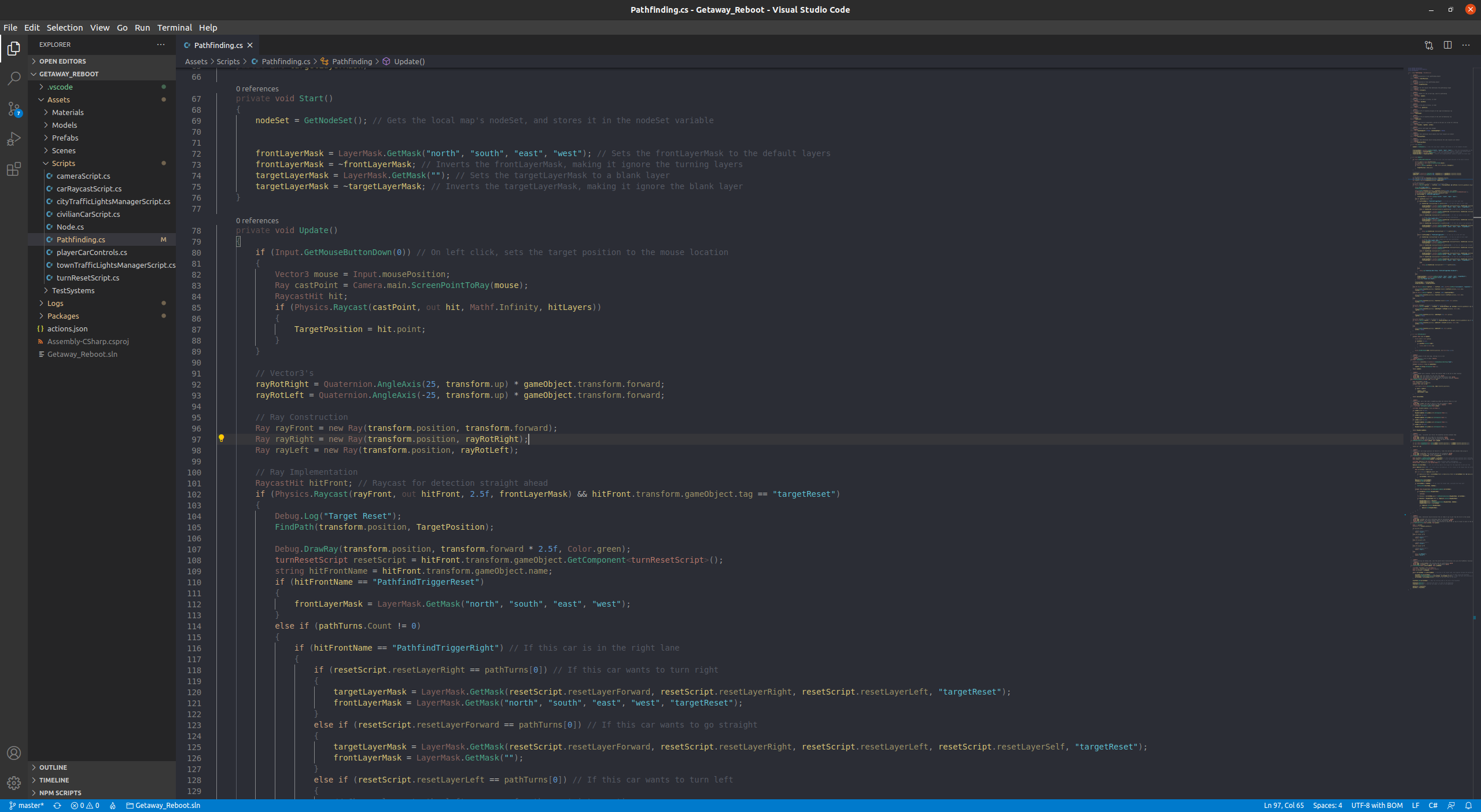 A code sample from Getaway VR's pathfinding system